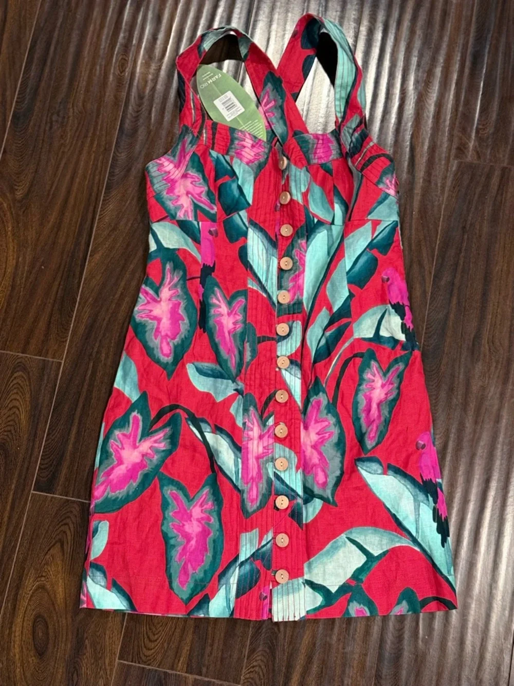 NWT Farm Rio Summer Foliage Linen Mini Dress Size S - Picture 2 of 5